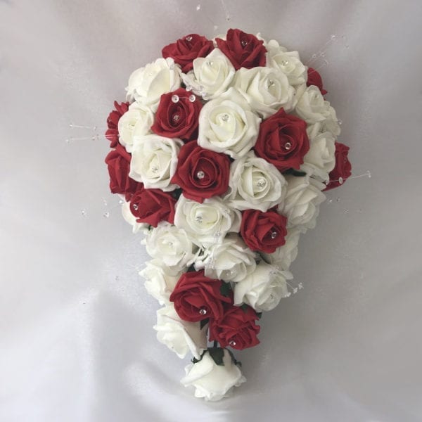 Artificial wedding flowers brides teardrop - Roses and Crystals