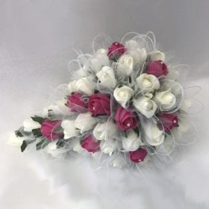 Artificial wedding flowers brides teardrop - Glittered Hoops and Netted Roses