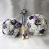 Artificial wedding flowers brides teardrop bouquet - roses and butterfly 3 colour Purple and Lilac