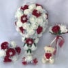Artificial wedding flowers brides teardrop bouquet - Roses and Snowflakes