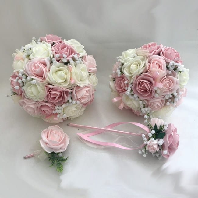 6 x Luxury Colourfast Artificial Foam Roses Bridal Wedding Flowers Bouquet 