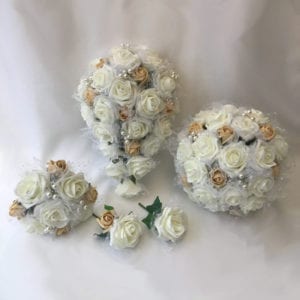 Artificial wedding flowers brides teardrop bouquet - Netted Roses