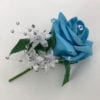 Artificial Wedding Flower Single Buttonholes Turquoise