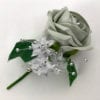 Artificial Wedding Flower Single Buttonholes Silver Grey