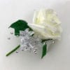 Artificial Wedding Flower Single Buttonholes Ivory Glittered