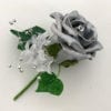 Artificial Wedding Flower Single Buttonholes Pearl Silver