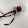 Artificial Wedding Flower Girl Wand Burgundy with Silver Glitter Heart