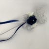 Artificial Wedding Flower Girl Wand Navy with Silver Glitter Heart