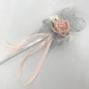 Artificial Wedding Flower Girl Wand Peach with Silver Glitter Heart