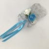 Artificial Wedding Flower Girl Wand Turquoise with Silver Glitter Heart