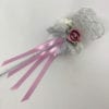 Artificial Wedding Flower Girl Wand Dusky Pink with Silver Glitter Wand
