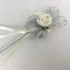 Artificial Wedding Flower Girl Wand Ivory Glittered with Silver Glitter Heart