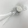 Artificial Wedding Flower Girl Wand White Glittered with Silver Glitter Heart