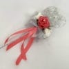 Artificial Wedding Flower Girl Wand Coral with Silver Glitter Heart
