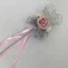 Artificial Wedding Flower Girl Wand Vintage Pink with Silver Glitter Heart