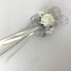 Artificial Wedding Flower Girl Wand White with Silver Glitter Heart