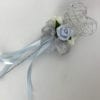 Artificial Wedding Flower Girl Wand Baby Blue with Silver Glitter Heart