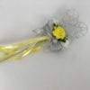 Artificial Wedding Flower Girl Wand Yellow with Silver Glitter Heart