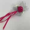 Artificial Wedding Flower Girl Wand Hot Pink with Silver Glitter Heart