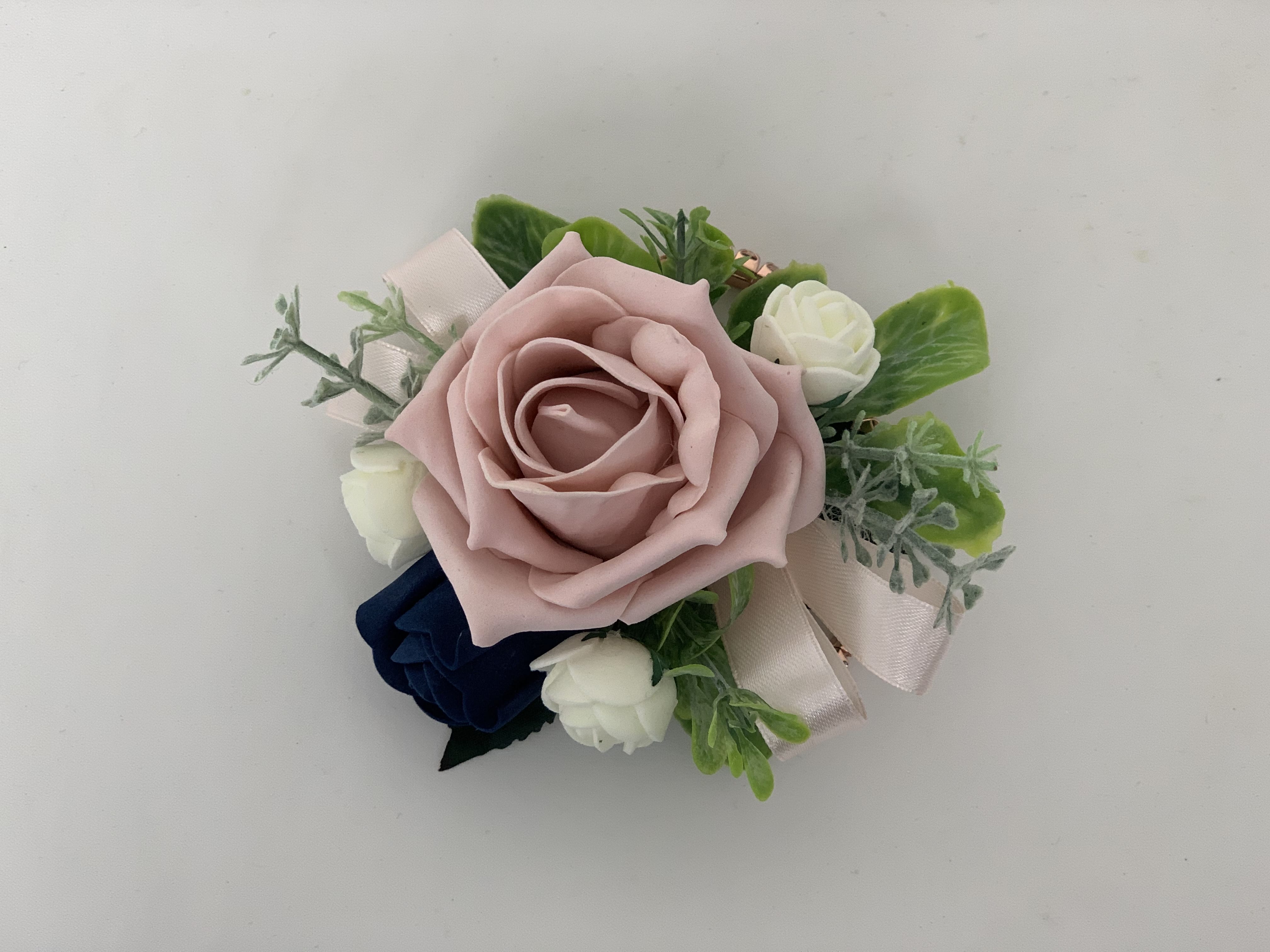 LangRay Wrist Flower Brooch Pink Flower Corsage for Wedding Party Set of 2  Wedding Prom Bracelet