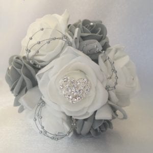 small grey heart bouquet