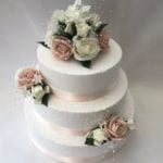 wedding 3 piece rose cake topper with butterfly ivory