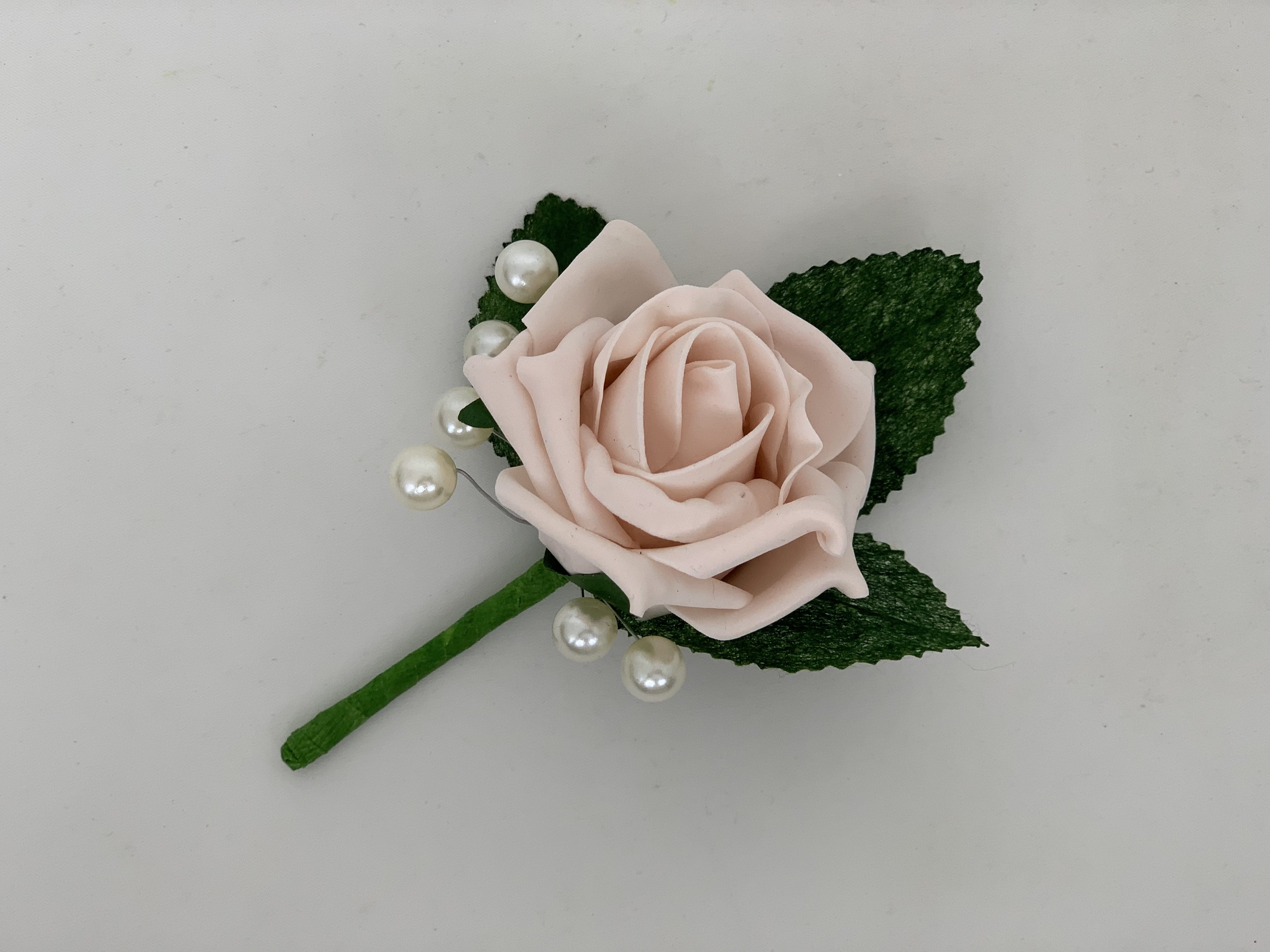 corsage & wands available for bride bridesmaid posy reception & prom. party Bouquets Single rose with pearl loop artificial colourfast foam wedding buttonholes pageboys groom