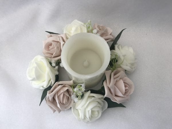 candle ring with gypsophila