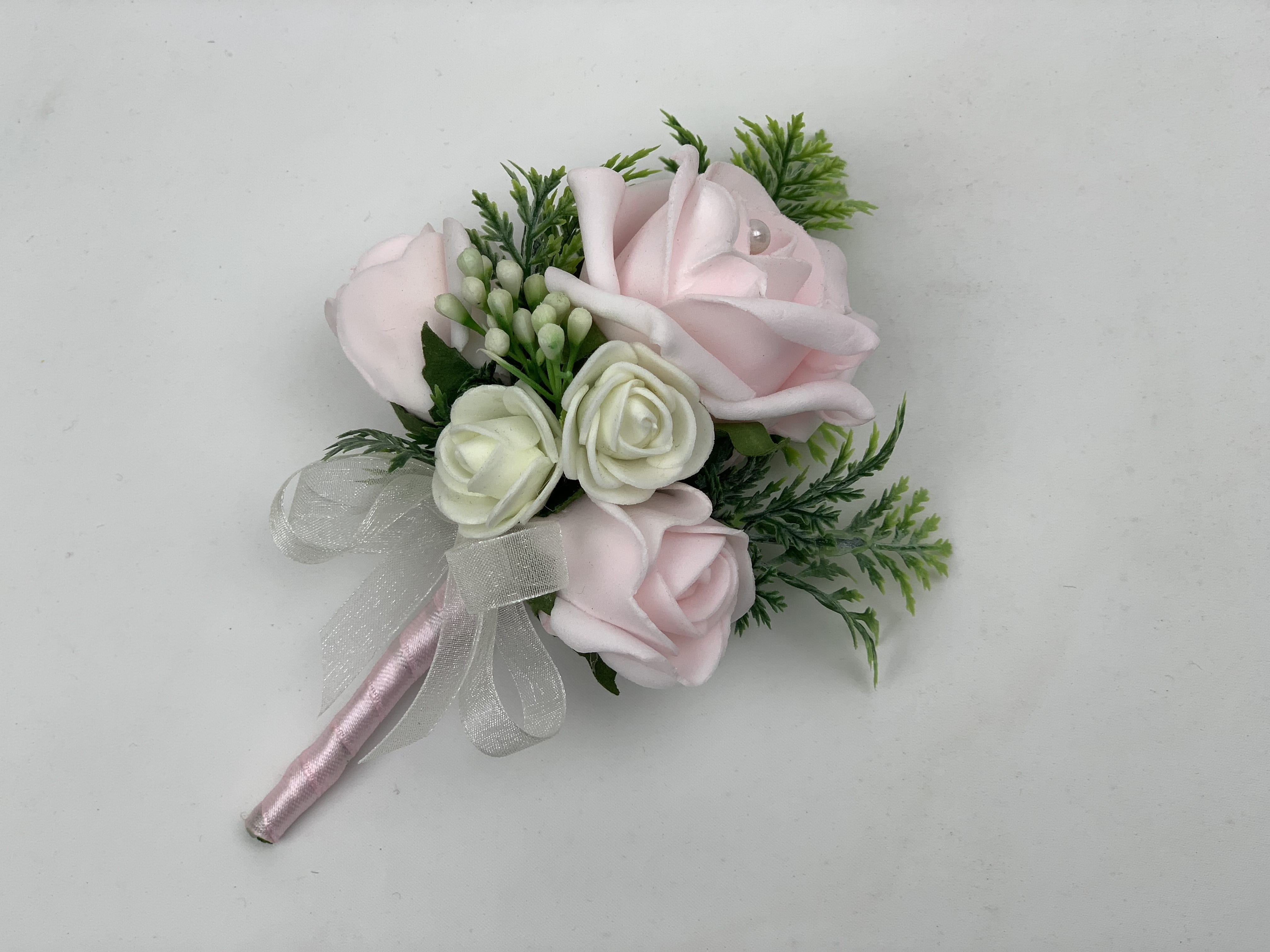 Vintage Pink Silk Rose Artificial Wedding Flower Ladies Corsage Buttonhole