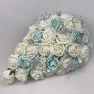 Artificial Wedding Flowers Brides Teardrop Bouquet Green Butterfly