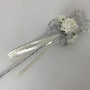 Artificial Wedding Flowers Flower Girl Wand Heart Ivory