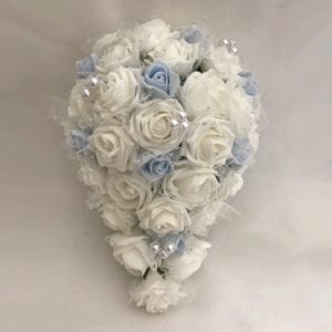 Artificial Bridal Teardrop Brides Bouquet Netted Glittered Roses