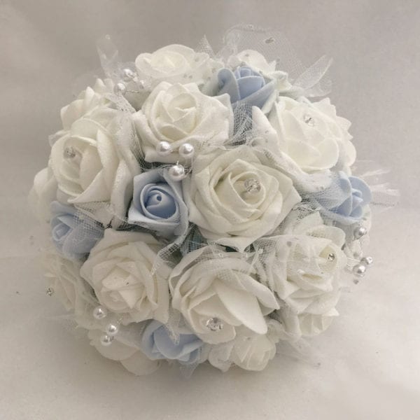 Artificial wedding flowers brides Bouquet Posy and Netted Roses