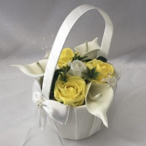 Artificial Wedding Flowers Flower Girl Basket Calla Lillies and Roses