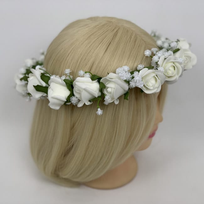Choice of Colour Floral Rose Flower Hair Garland Bridal Wedding Head Dress Band