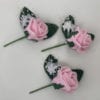 Artificial Button Hole Wedding Corsage 3 Roses Pearls