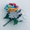 Artificial Double Buttonhole Wedding Corsage Crystal Rainbow