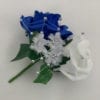 Artificial Double Buttonhole Wedding Corsage Crystal Royal Blue