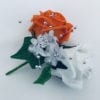 Artificial Double Buttonhole Wedding Corsage Crystal Orange