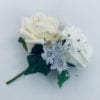 Artificial Double Buttonhole Wedding Corsage Crystal White and Ivory