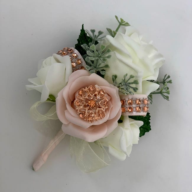 cintahomedeco 3 X Diamante 4 cm Foam Rose Flower Buttonholes/Wedding Flowers 