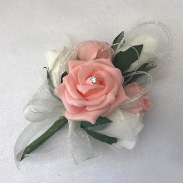 Artificial Ladies Buttonhole Wedding Corsage Glitter Hoops Diamante