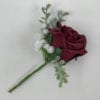 Artificial Single Wedding Corsage Gypsophila Burgindy Rose
