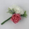 Artificial Single Wedding Corsage Ivory Carnation Pink Rose