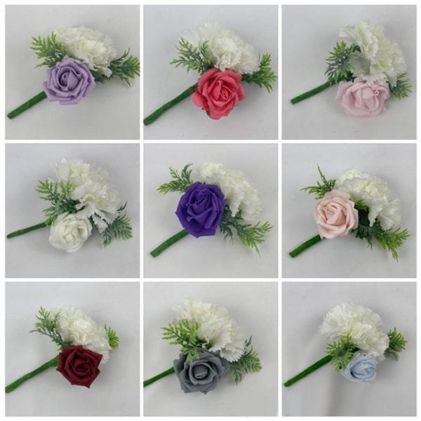 Artificial Single Wedding Corsage Ivory Carnation