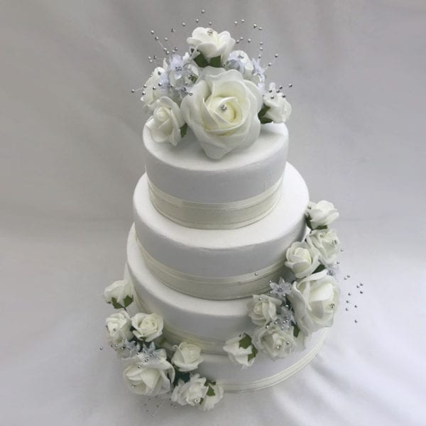 Artificial Wedding Cake Topper Silver Flower Sprays 3 piece