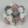 Artificial Wedding Flowers Package Brooches Roses 3 Colours Bridesmaid Bouquet Posy