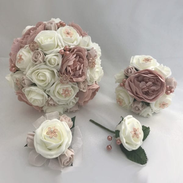 Artificial Wedding Flowers Package Rose Gold