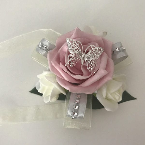 Artificial Wedding Flowers Prom Wrist Corsage Butterfly