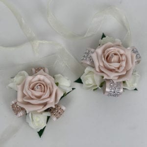 Artificial Wedding Flowers Prom Wrist Corsage Diamante Ribbon